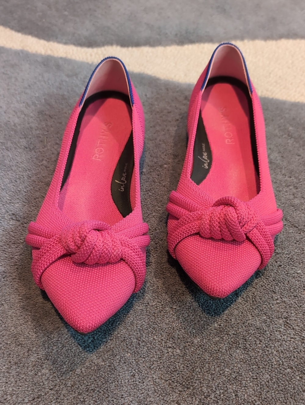 Rothy's Pink Knotted Pointed-Toe Flats - Picture 1 of 6